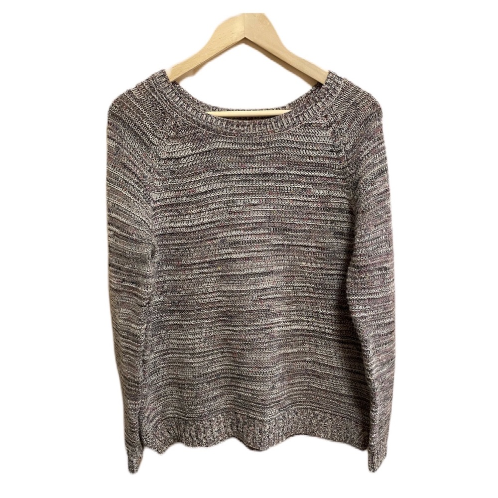 Faded Glory Gray/Multicolor Long Sleeve Knit Sweater